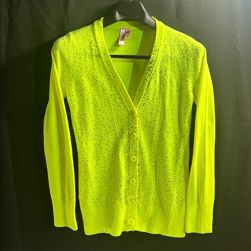 Neon Yellow Button-Up Cardigan